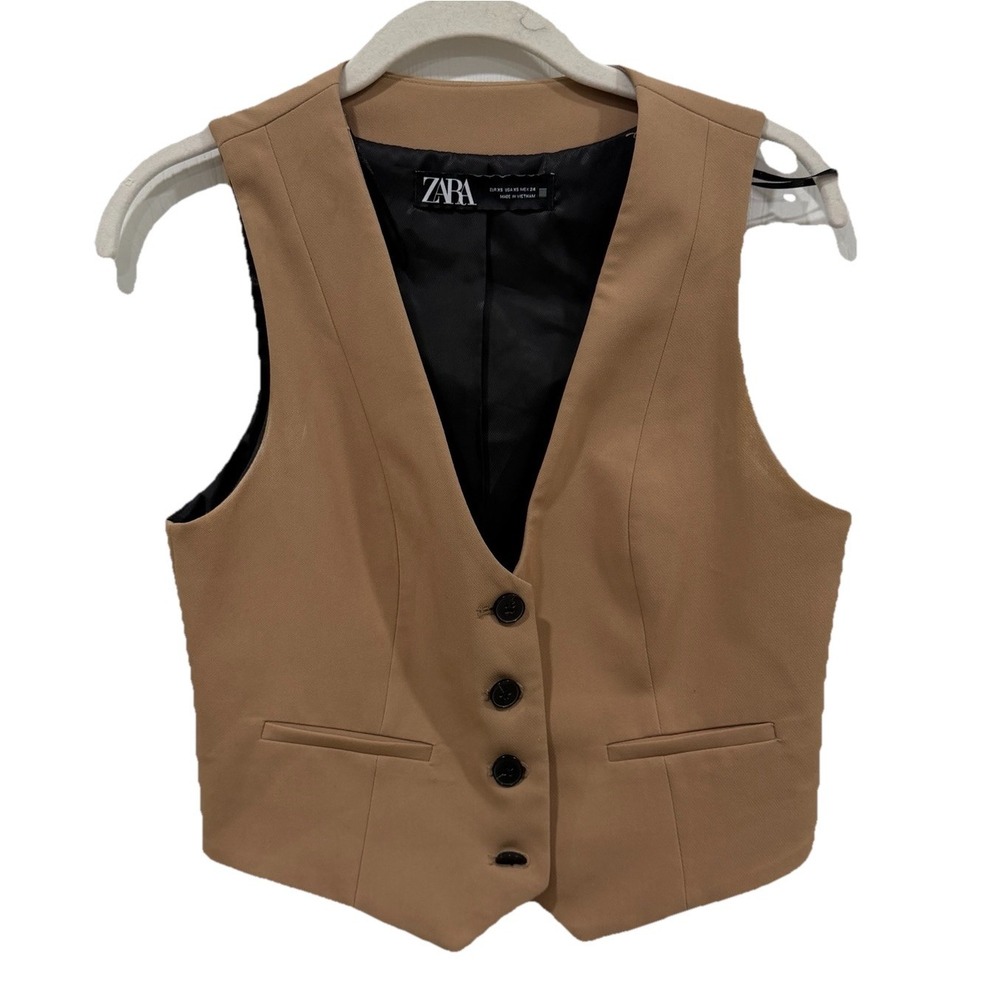 Women's‎ Zara Tan Suit Vest Size Xsmall Xs Casual Business Formal